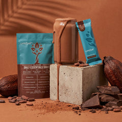 LyfeFuel prepared chocolate shake in glass showing creamy, ready-to-drink benefit