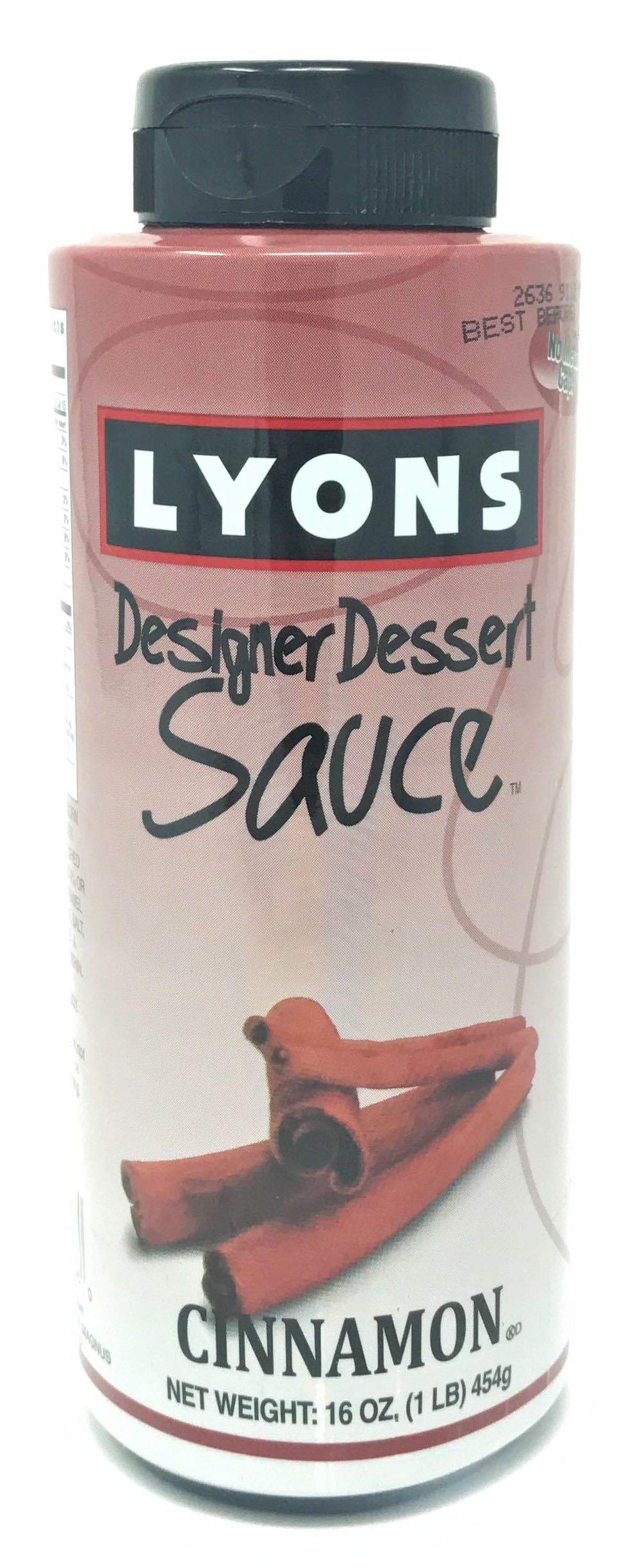 Lyons cinnamon bottle front view showing label and squeeze cap, for easy decorating