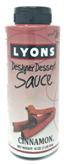 Lyons cinnamon bottle front view showing label and squeeze cap, for easy decorating