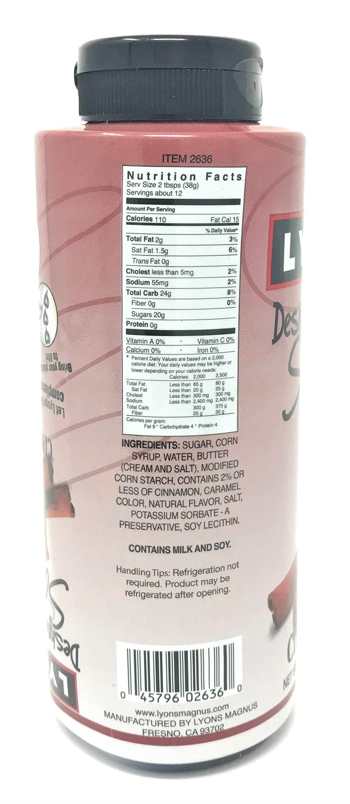 Lyons cinnamon drizzled on ice cream creating visual appeal and warm flavor