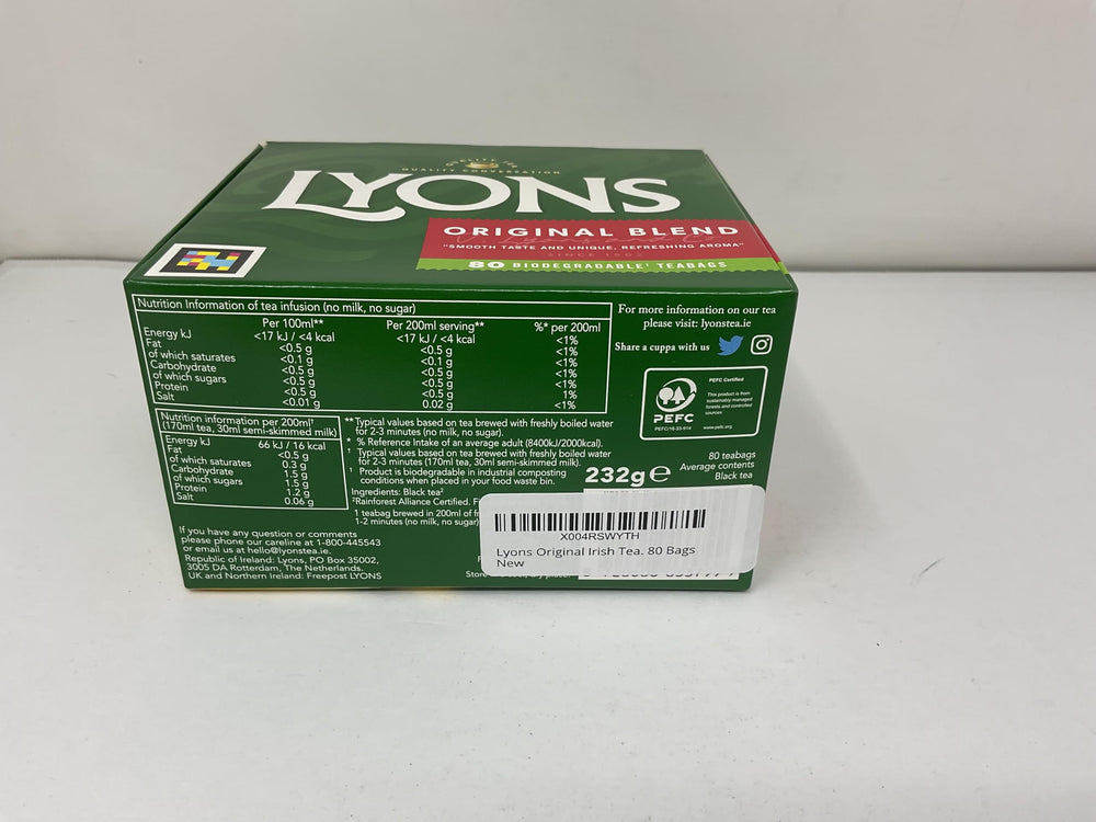 Lyons close-up of individual tea bag and string, clear fine leaf construction benefit