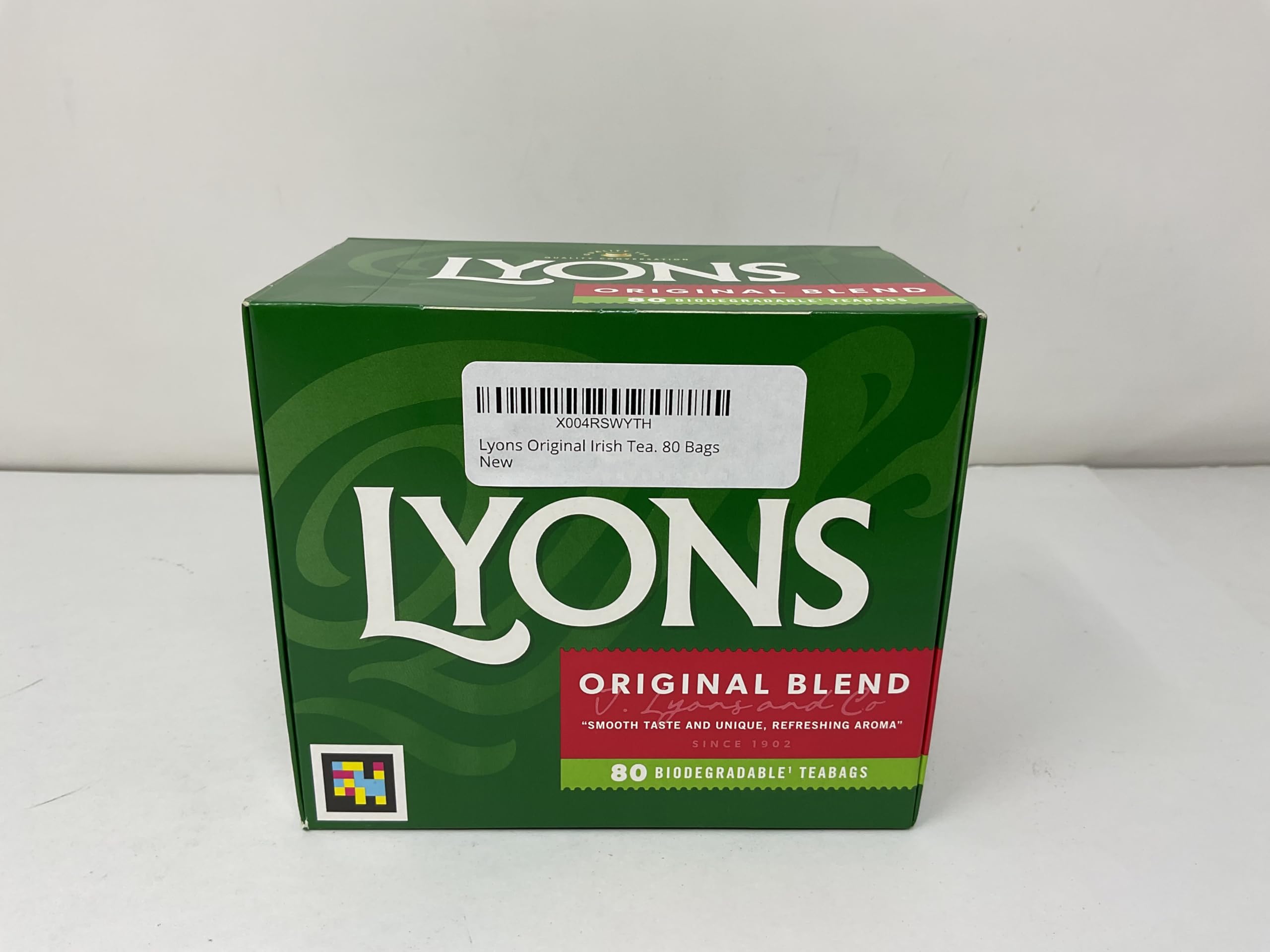 Lyons packaging label and Dublin origin detail, heritage reassurance benefit