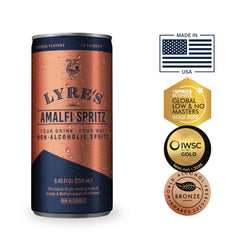 Lyre's close up of can texture and label highlighting premium finish