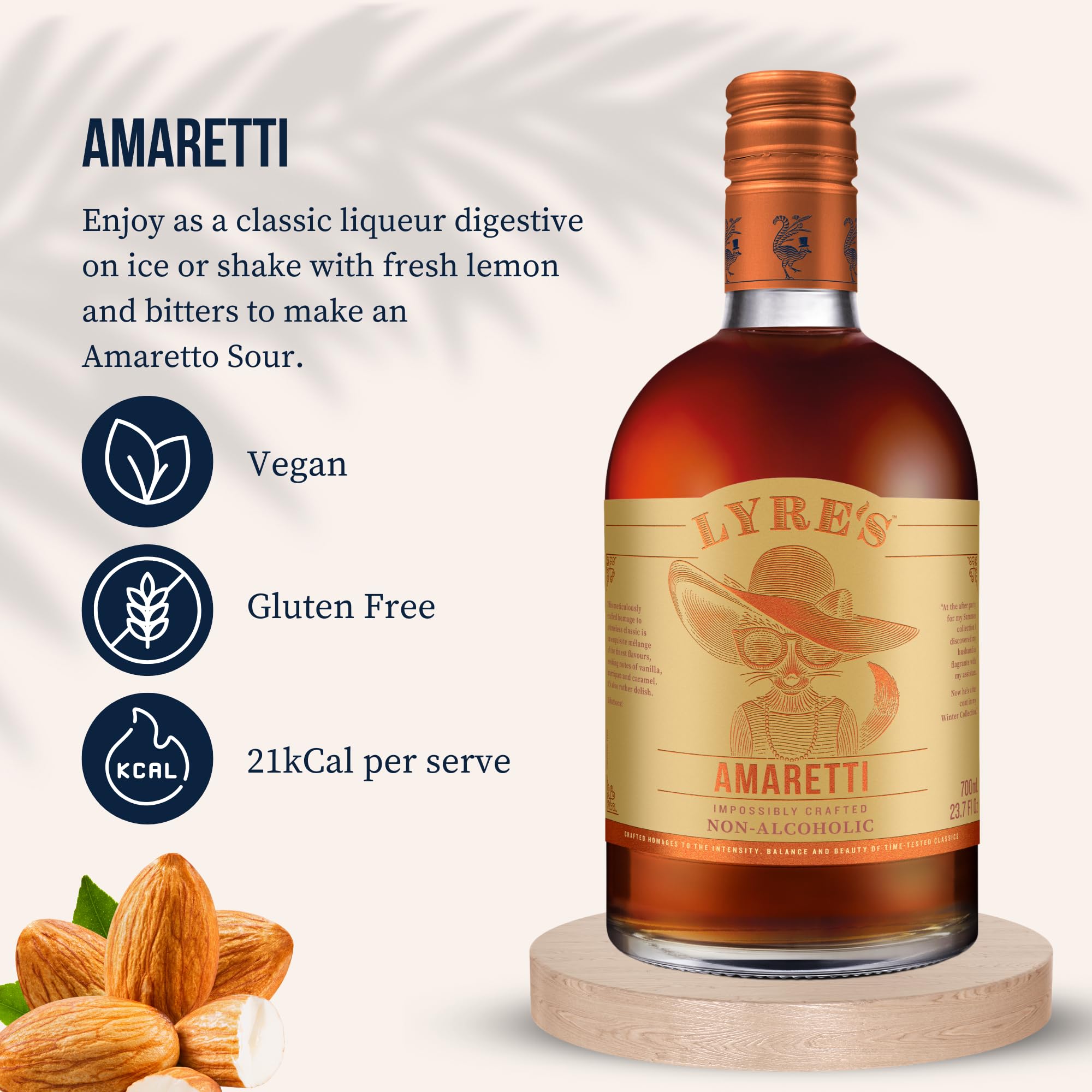 LYRE'S Amaretti pour into a jigger showing syrupy texture for precision