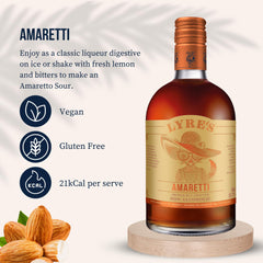 LYRE'S Amaretti pour into a jigger showing syrupy texture for precision