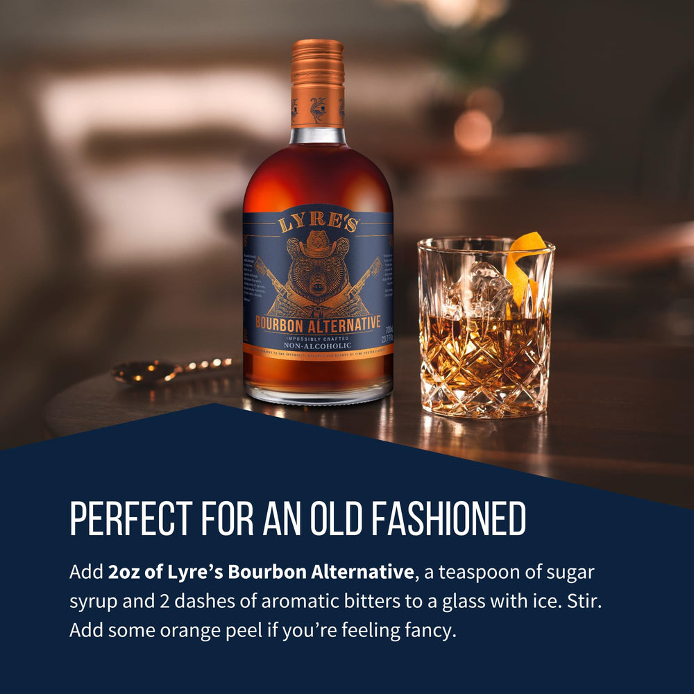 Lyre's American Malt served over ice highlighting smooth texture