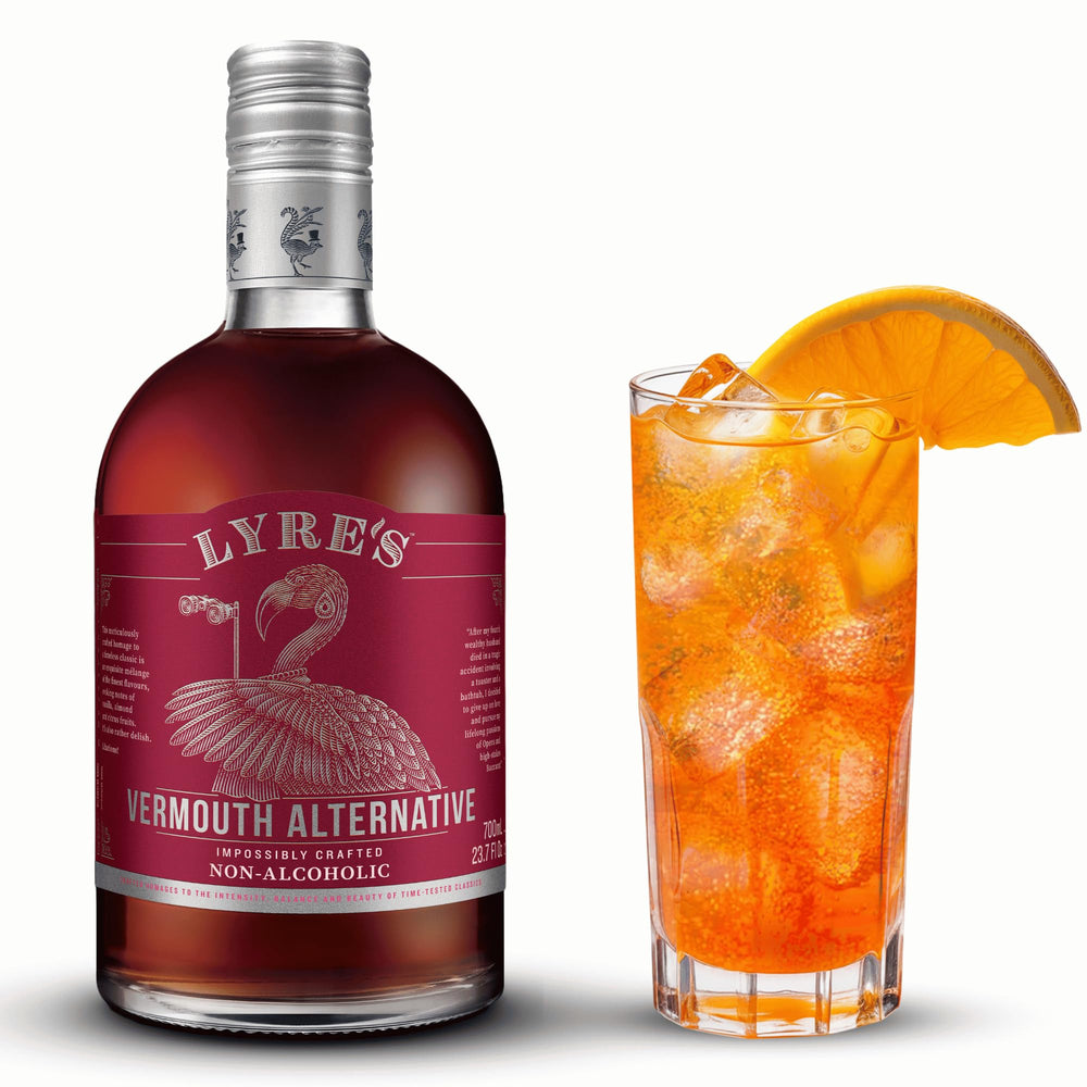 Lyre's bottle front view showing vermouth alternative and elegant design to inspire serving