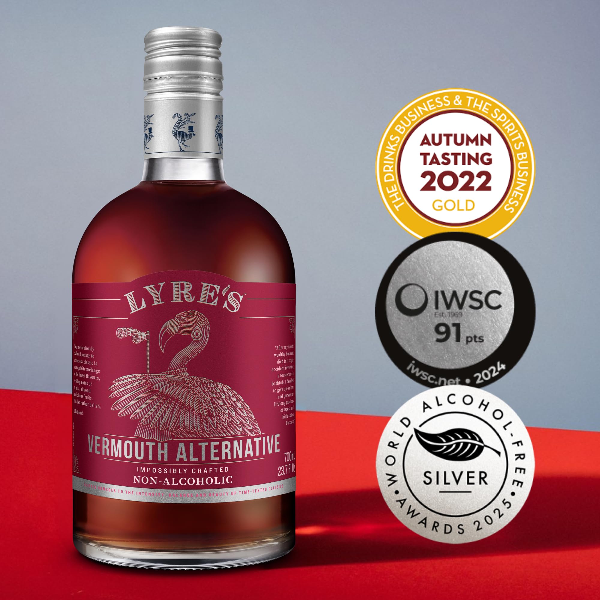Lyre's label closeup highlighting ingredients and premium non‑alcoholic identity for trust