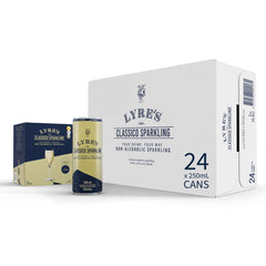 Lyre's front packaging showing canned 24-pack and branding benefit convenience