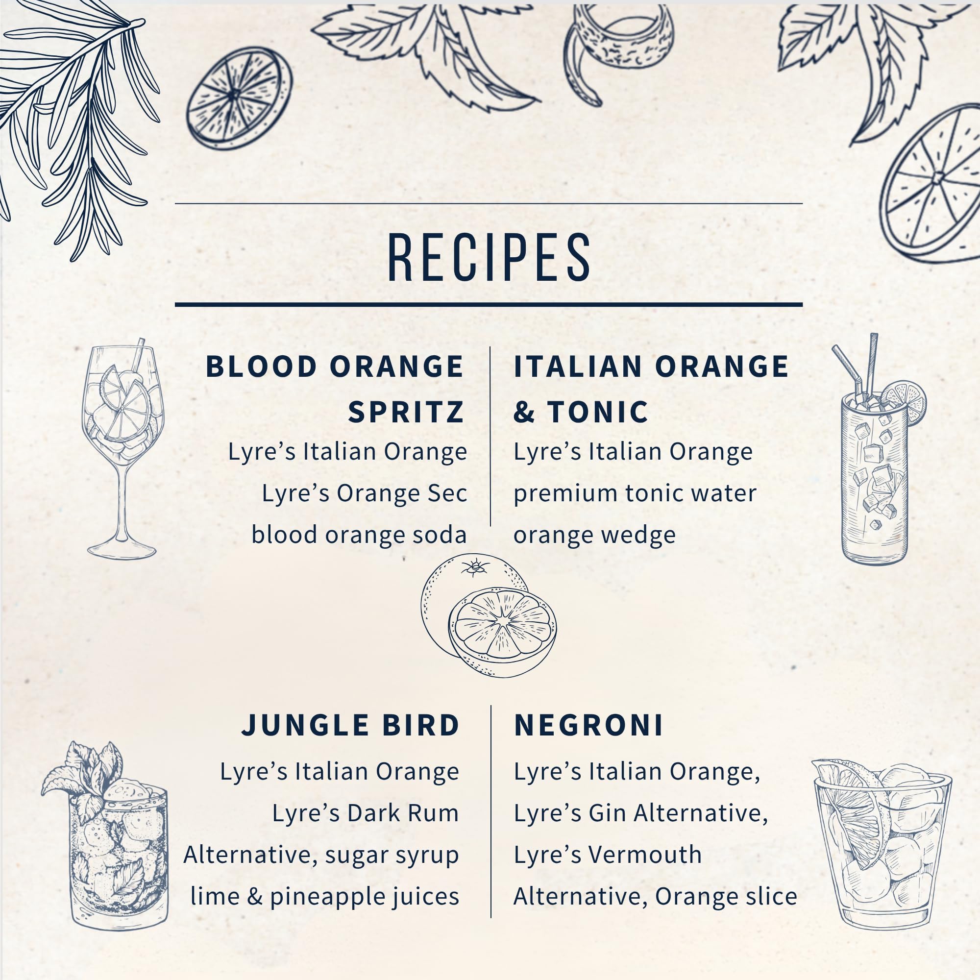 Lyre's blood‑orange ingredient close‑up indicating natural citrus flavor