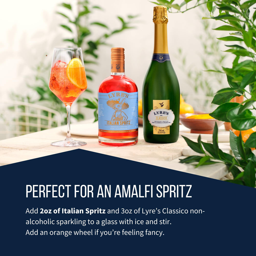 Lyre's spritz served with orange wedge garnish demonstrating bright aroma