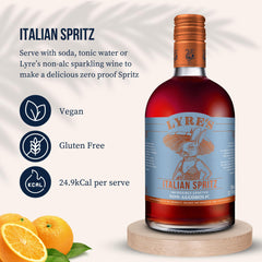 Lyre's poured over ice in a glass illustrating ready-to-serve convenience