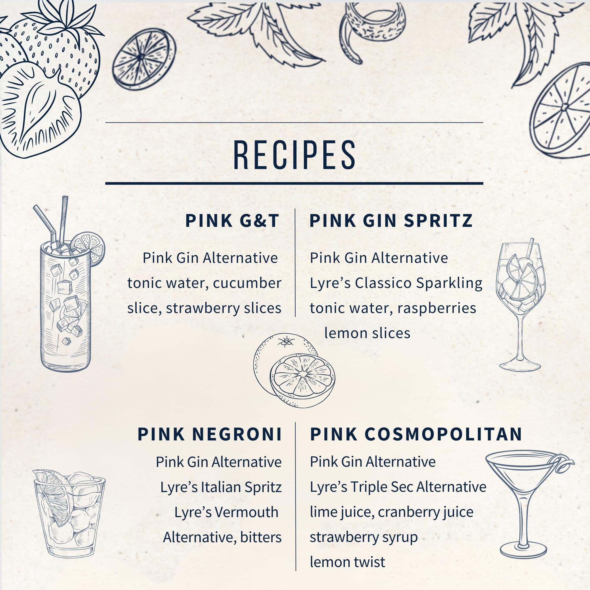 Lyre's pink bottle next to common objects to show 700ml scale and shelf-ready size