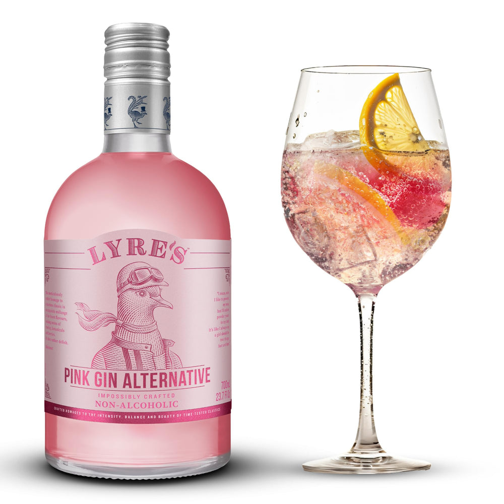 Lyre's pink front packaging showing elegant bottle and bright color for stylish serving