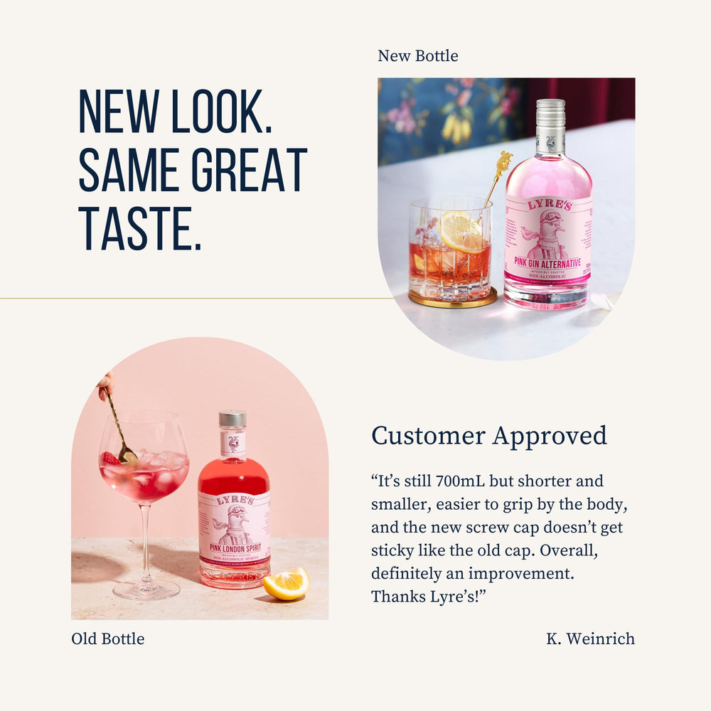 Lyre's pink flatlay of botanicals showing rose, berries and juniper for flavor cues