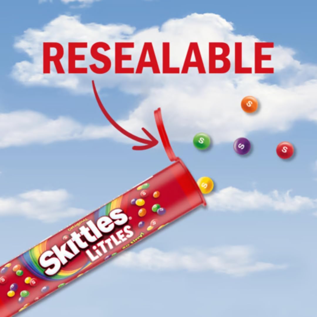 LYZA'S SWEETS & TREATS close-up of mini Skittles texture showing colorful chewy centers