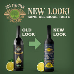 M.G. PAPPAS close-up label view showing certification and quality