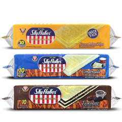 M.Y. San front packaging showing assorted SkyFlakes sandwich pack, convenient snack