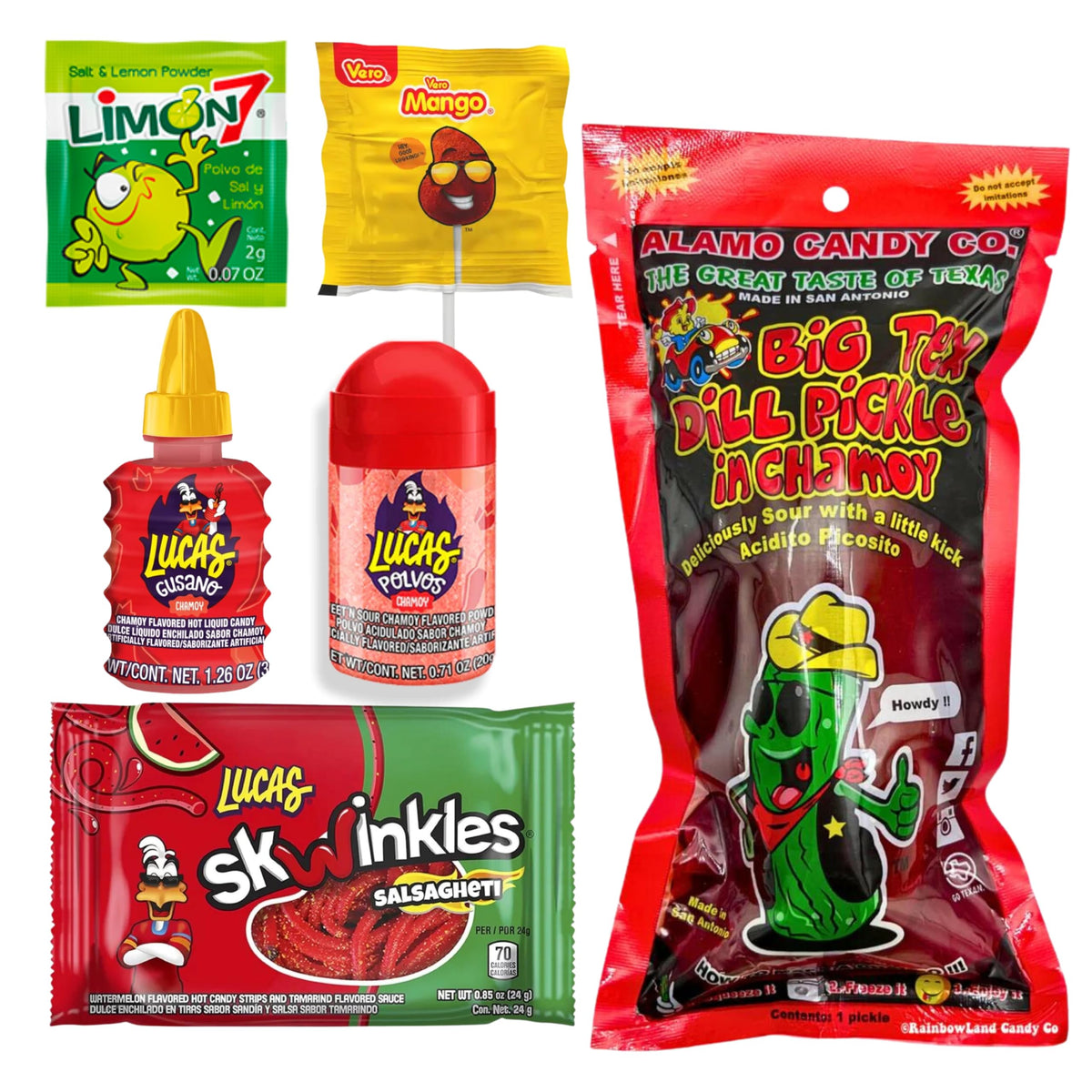 Ma Lit Candy Big Tex chamoy pickle front packaging showing kit contents and appeal