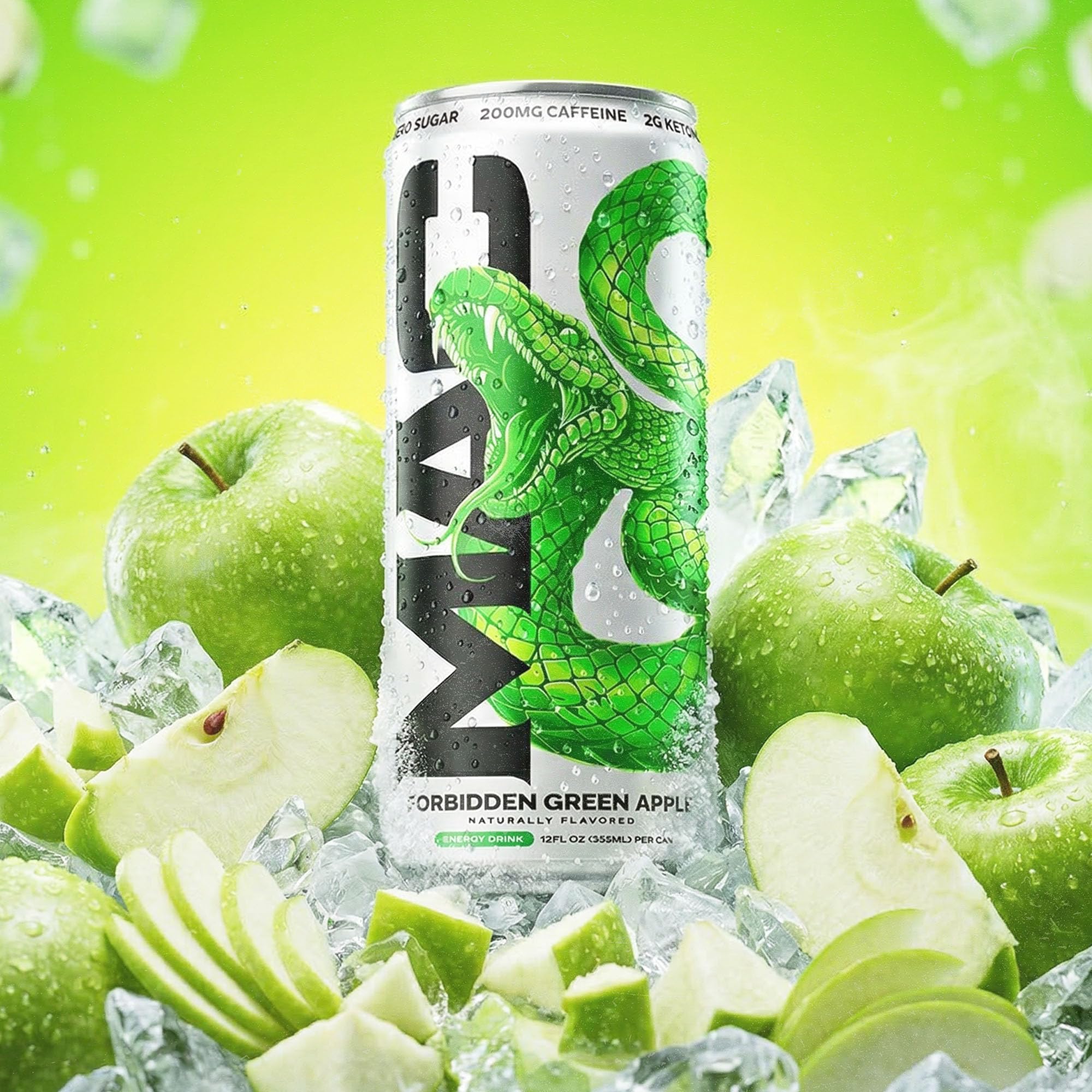 MAC Energy open can top view showing carbonation and ready-to-drink energy boost