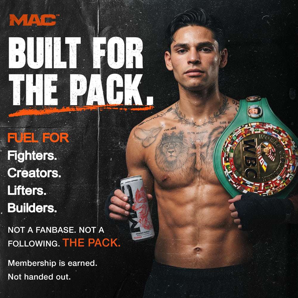 MAC Energy three-can grouping showing variety and easy sharing with friends