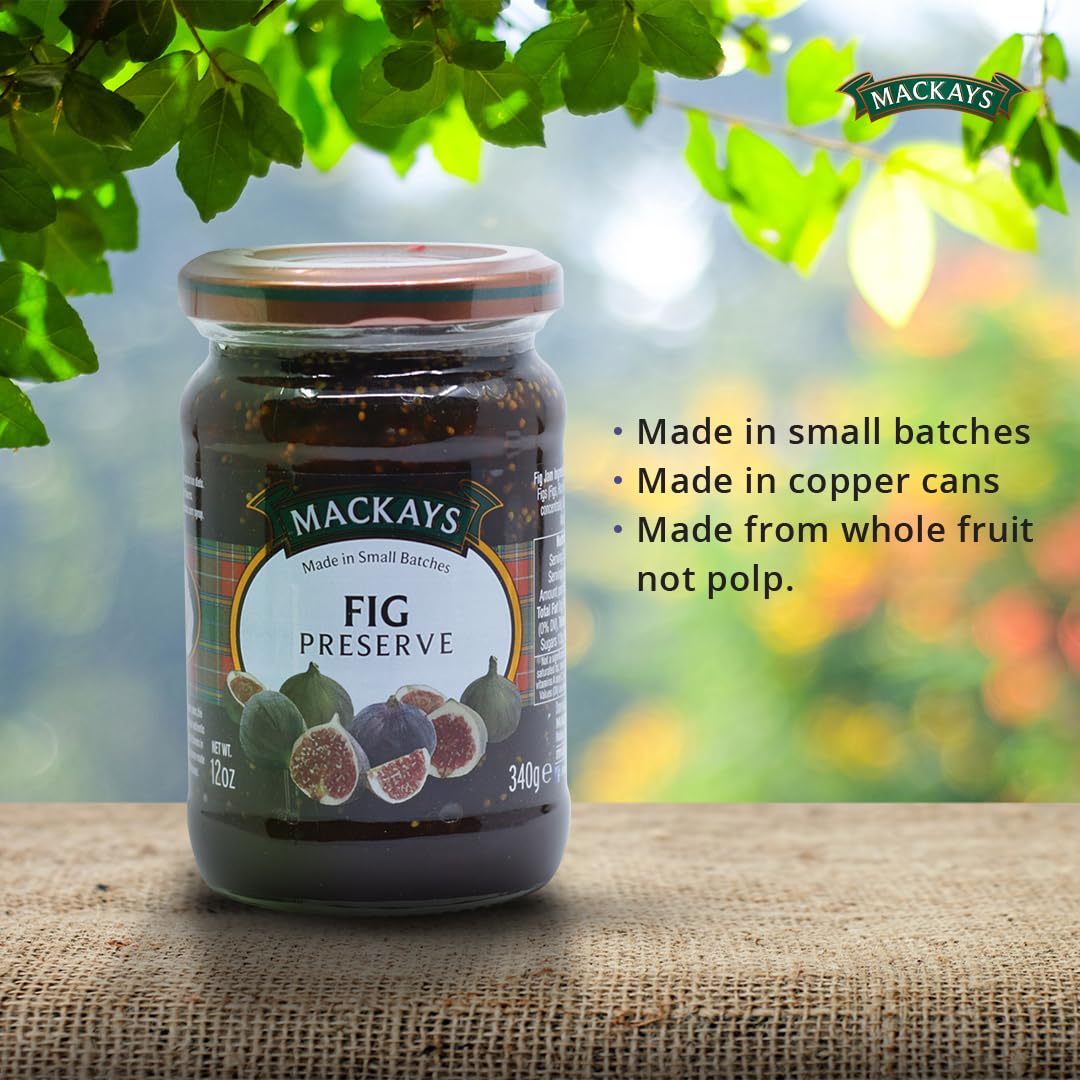 Mackays fig preserve label detail emphasizing small-batch copper‑pan craftsmanship