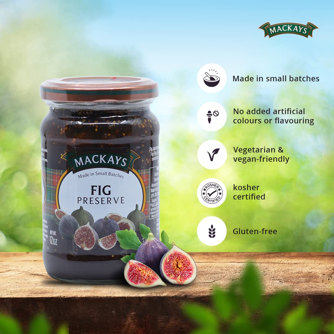 Mackays fig preserve on cheeseboard paired with brie and crackers for balanced flavors