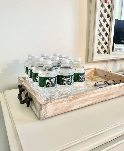 Macouba Poland Spring case stored on a shelf showing space-saving pantry organization