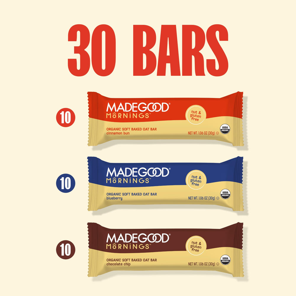 MadeGood bars beside a measuring scale showing portion size
