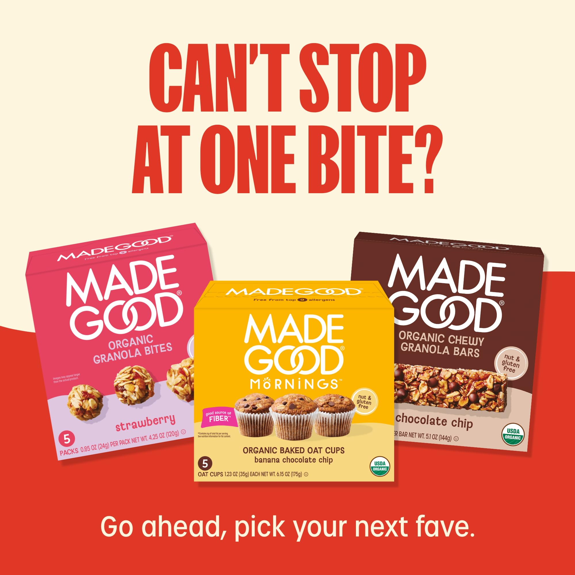 MadeGood bars on a breakfast table for family-friendly mornings