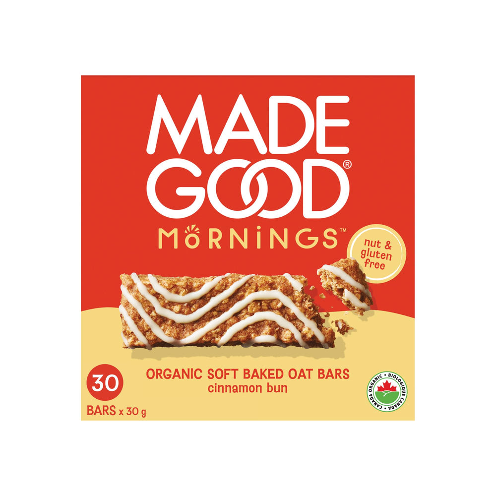 MadeGood cinnamon bun box front showing packaging and count for quick identification