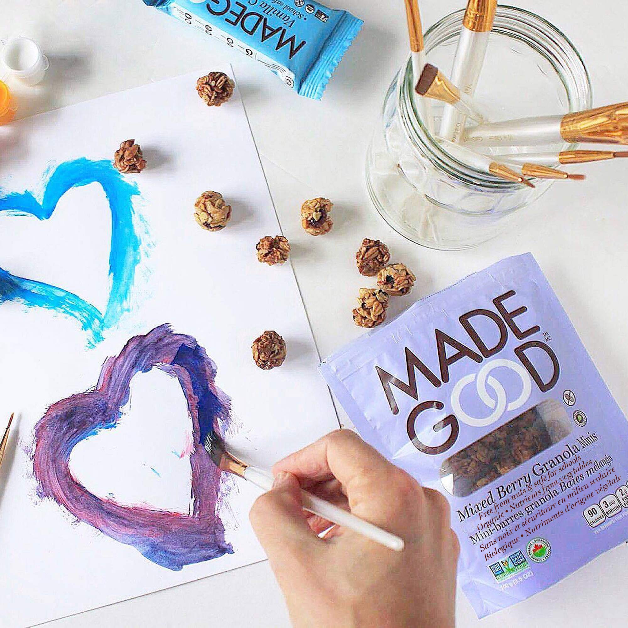 MadeGood pouch tucked into a child’s lunchbox demonstrating easy packability