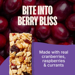 MadeGood single unwrapped bar showing chewy texture and berry flavor benefit