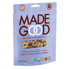 MadeGood open pouch top view with granola visible for convenient on-the-go use