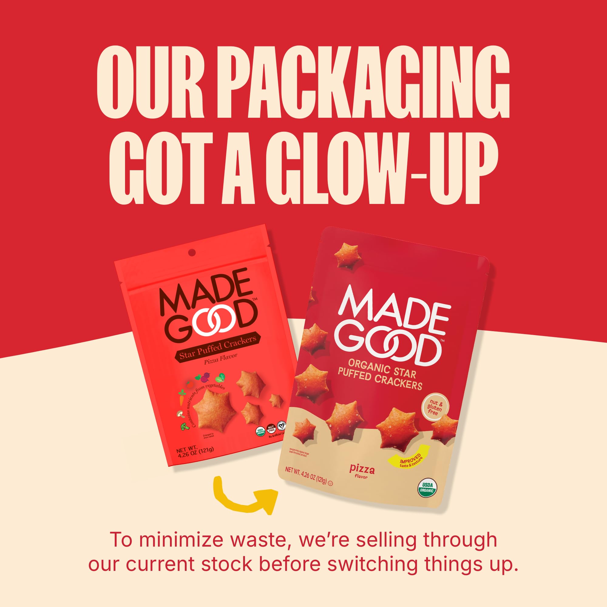 MadeGood ingredient and nutrition label emphasizing organic, allergen-free