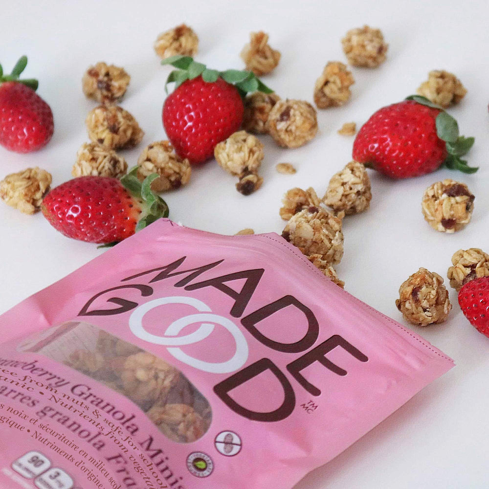 MadeGood ingredient display with oats and strawberries showing simple recipe