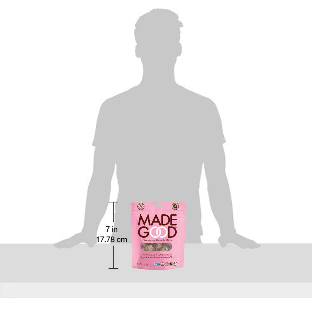 MadeGood pouch beside a ruler for size and portion scale comparison