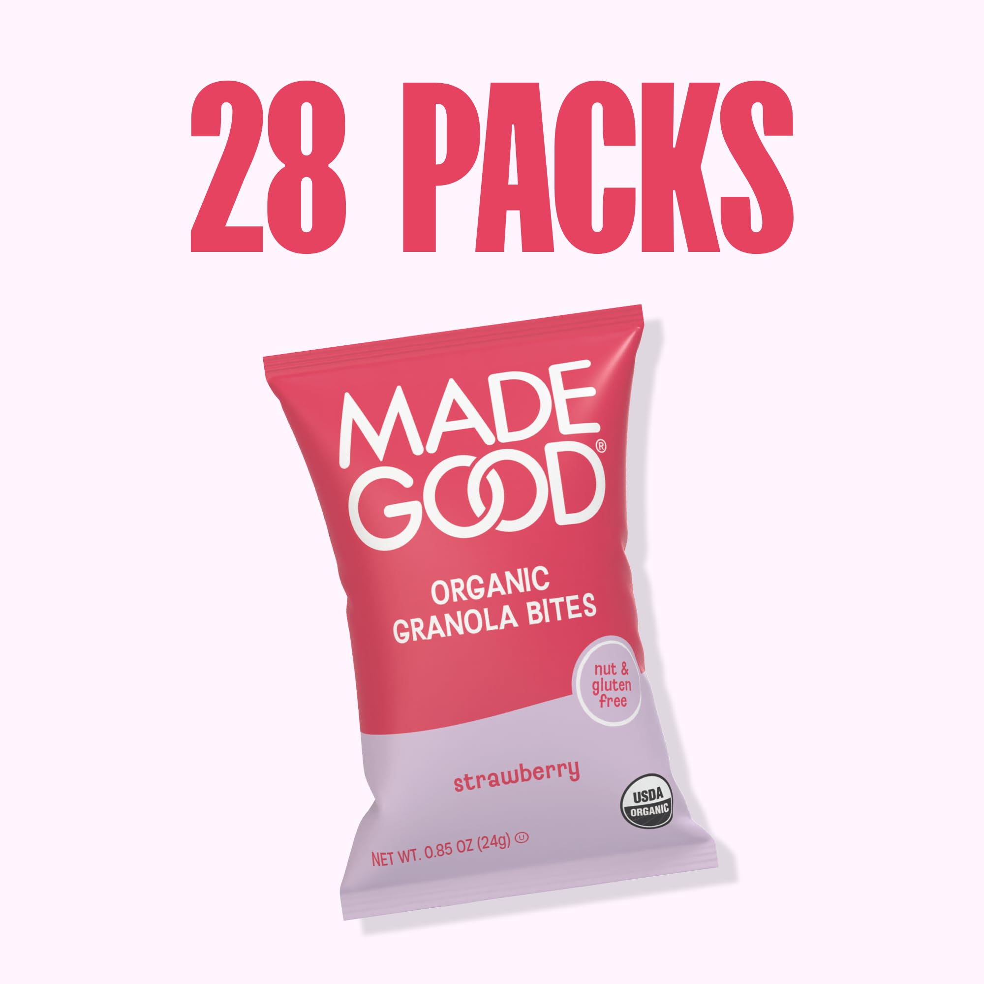 MadeGood granola bites in a serving bowl ready to eat, emphasizes shareable snack