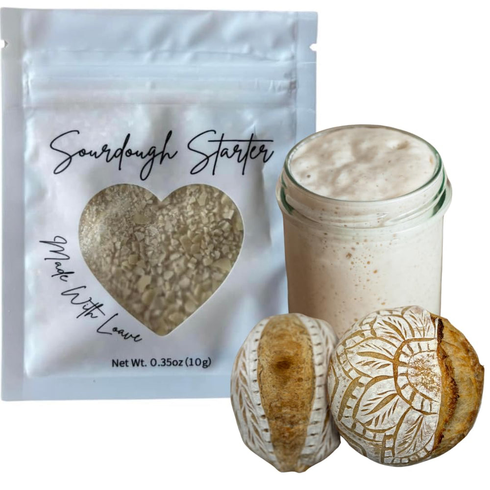 Made With Loave front package showing dehydrated starter and benefits