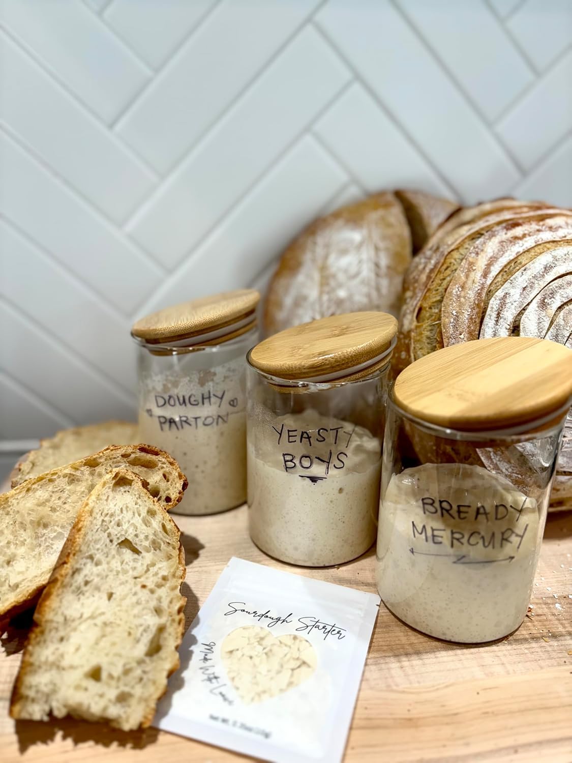 Made With Loave mixing starter in bowl to activate for quick baking