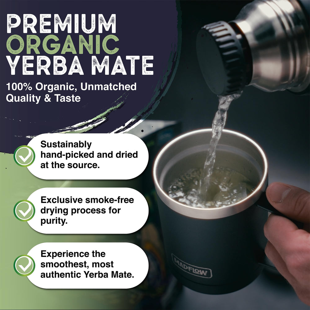 MADFLOW brewed cup on table illustrating easy preparation and focused energy