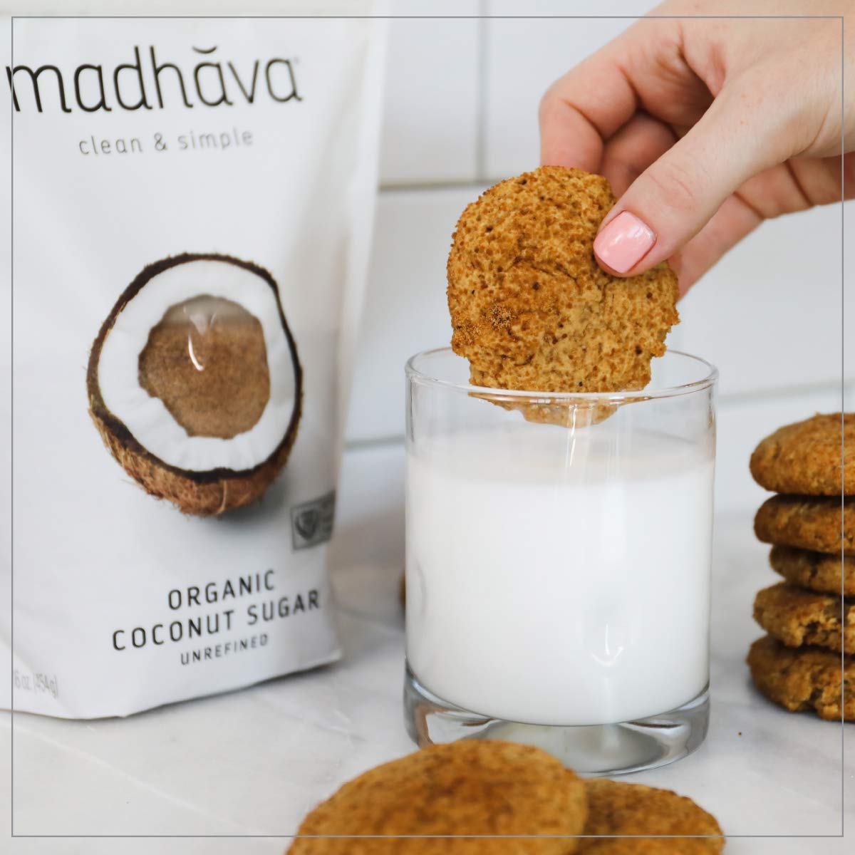 Madhava coconut sugar used in baking on cookie tray adding rich flavor and color