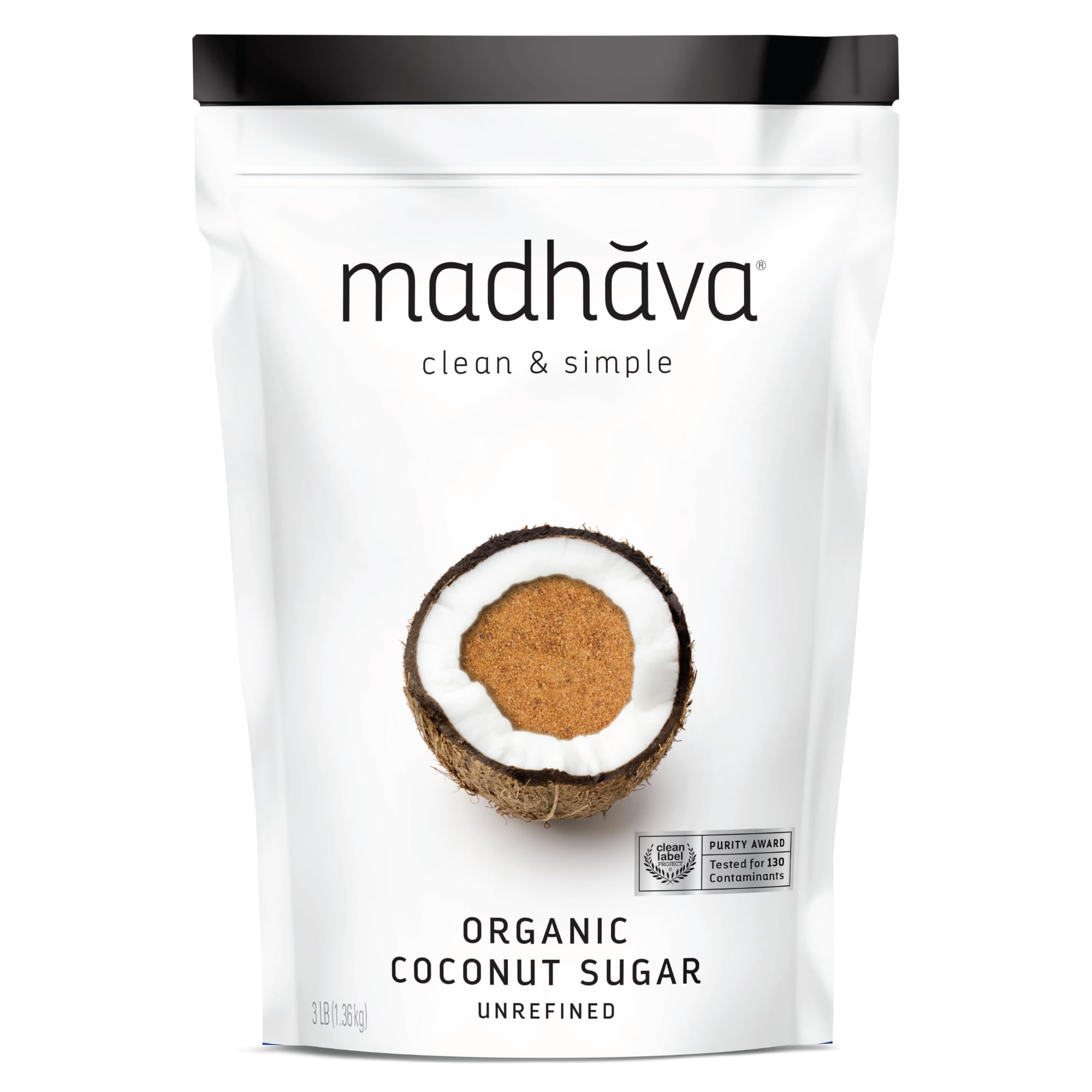 Madhava front packaging showing 3 lb bag and organic seal for trusted pantry staple