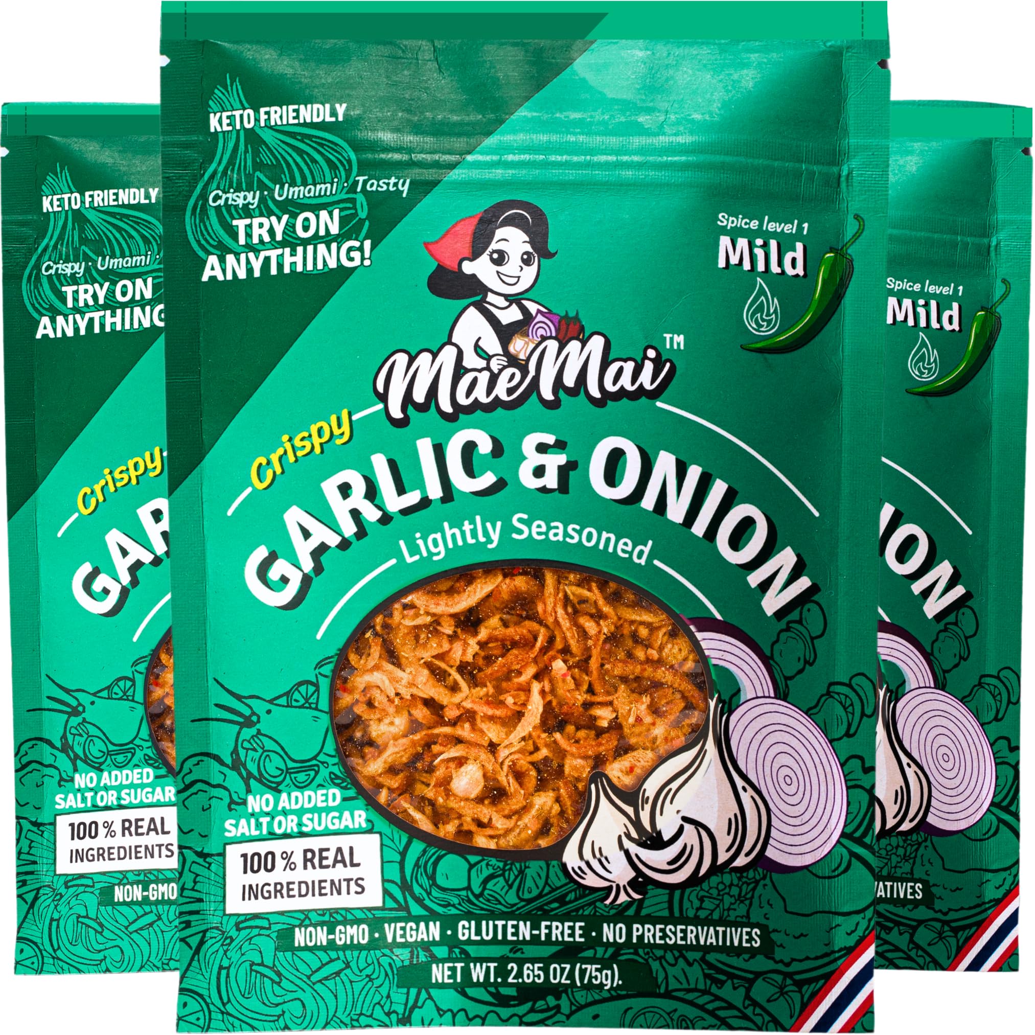 MaeMai front packaging showing three-pack and mild label, conveys value