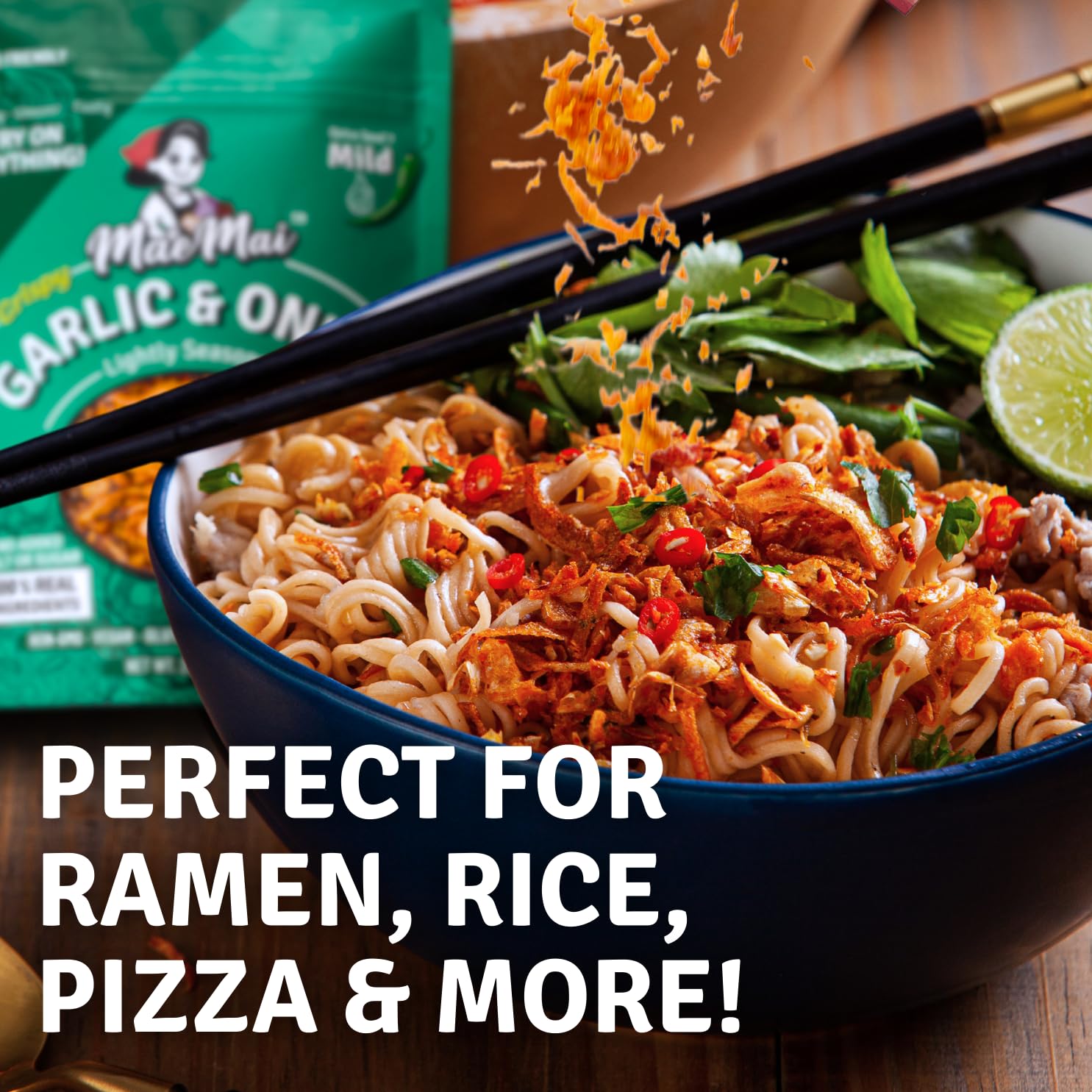 MaeMai next to hand for scale, demonstrates portion size per bag
