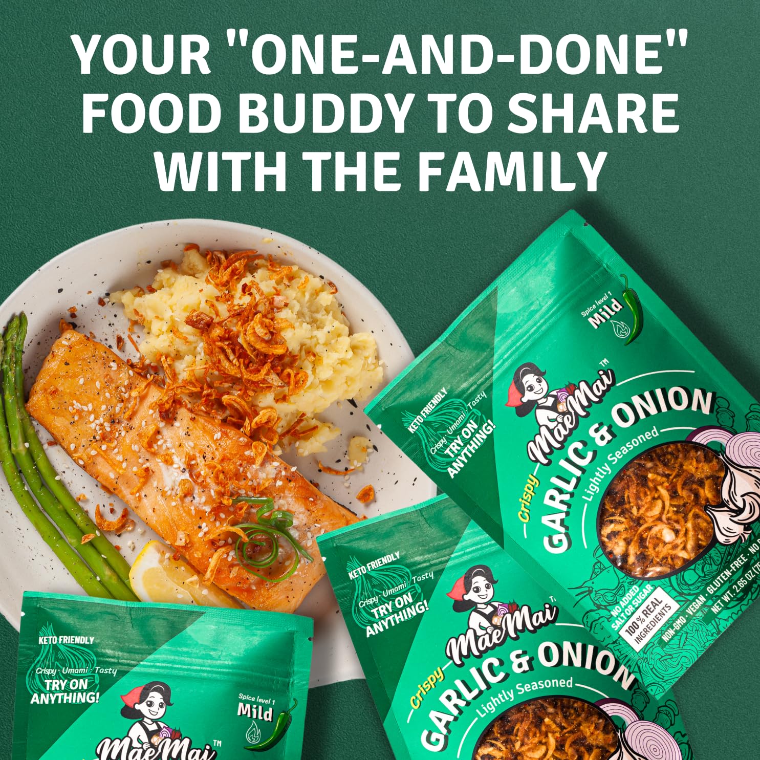 MaeMai topping on mac and cheese, adds flavorful crunchy finish