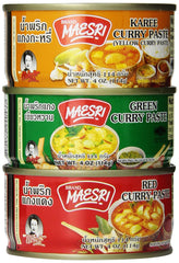 MAESRI pack front view showing three-curry set and clear labeling for convenience