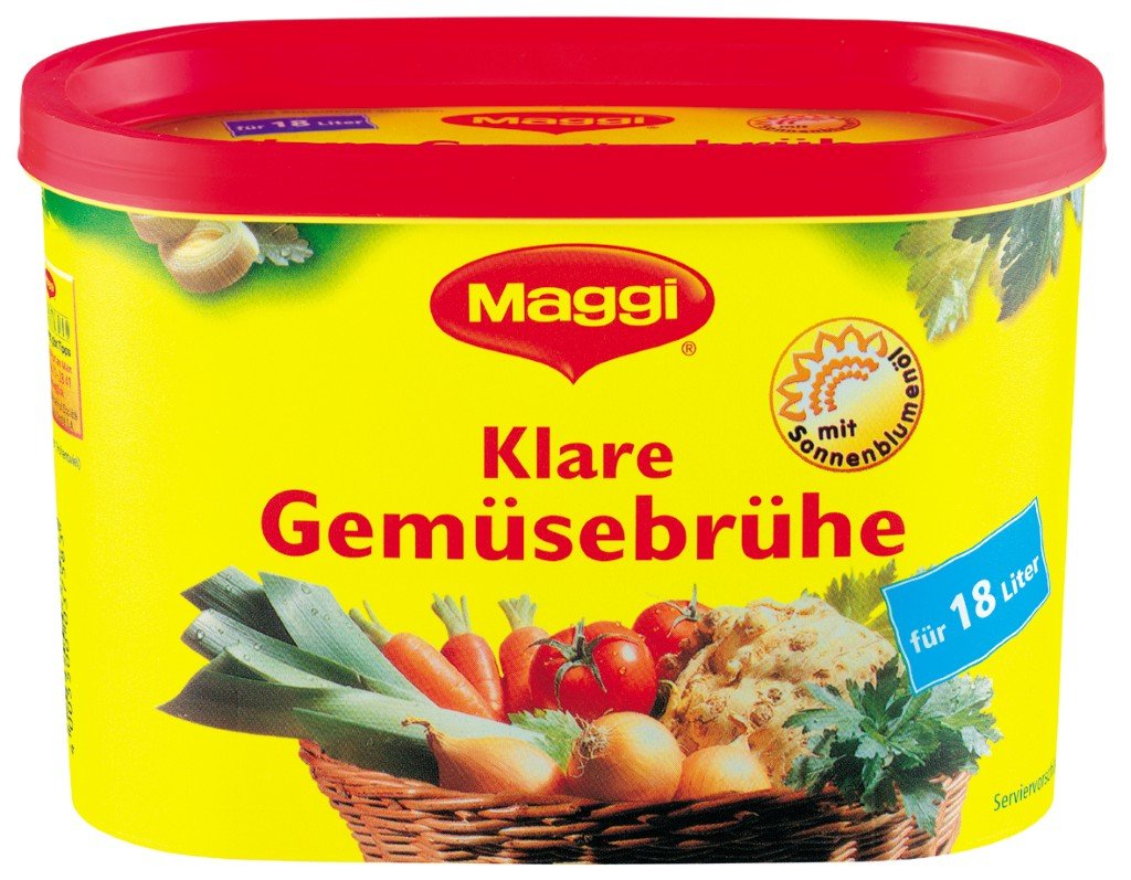 Maggi clear vegetables broth front packaging showing label and yield benefits
