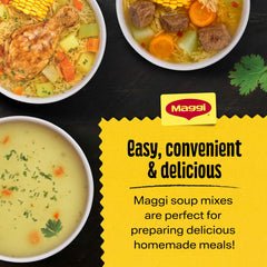 Maggi prepared creamy chicken soup in bowl offering comforting warmth