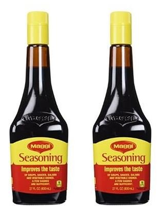 Maggi seasoning front bottle showing label and easy-pour cap for consistent flavor
